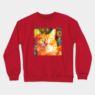 Orange Kitty Cat Batik Design Crewneck Sweatshirt